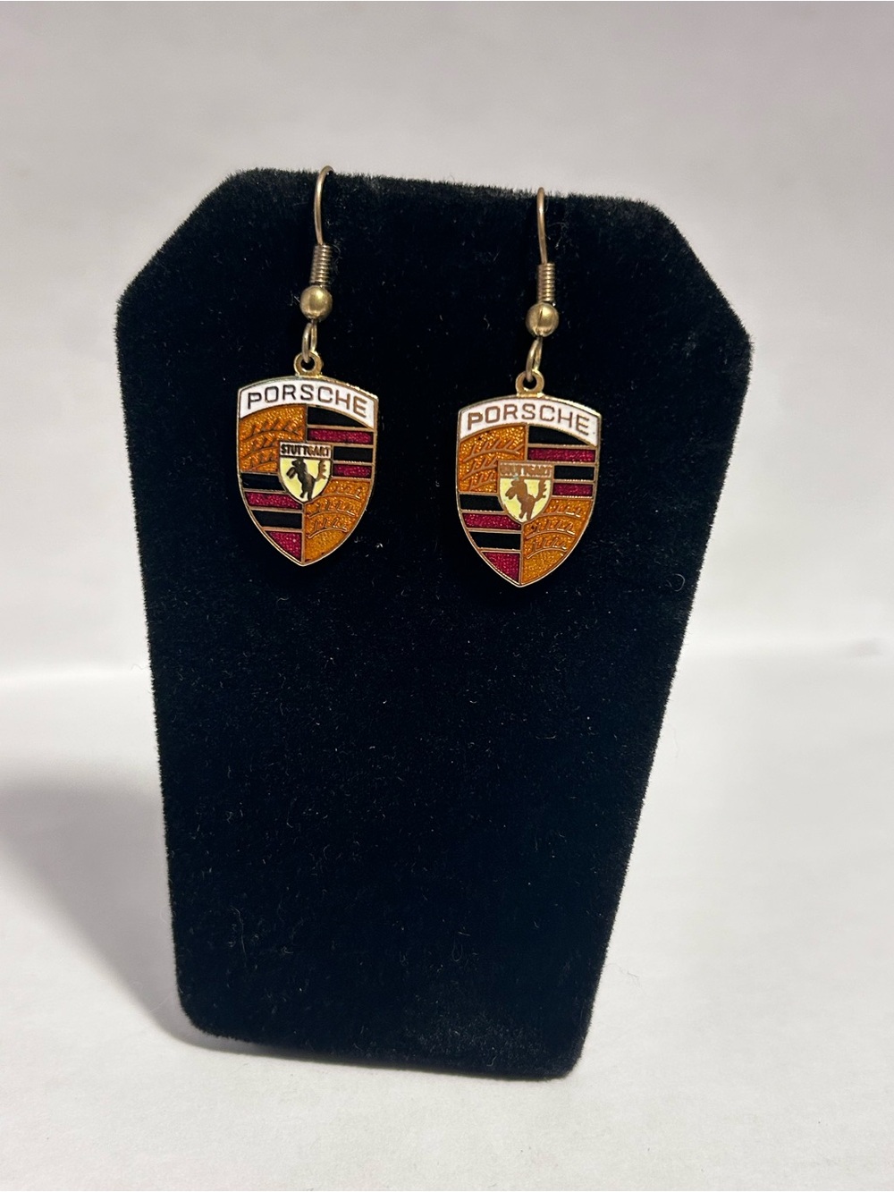 Porsche Drop Earrings - Gold, Red & Black - Picture 4 of 5